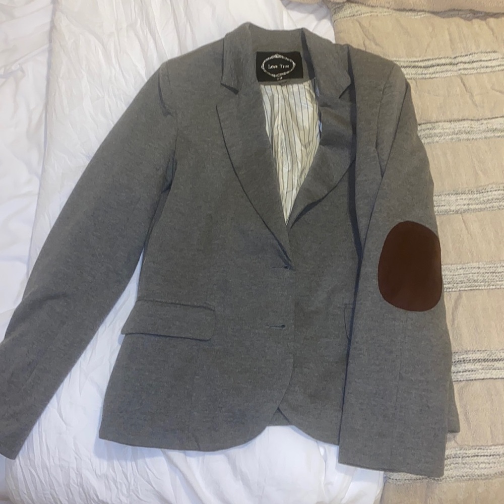 Grey Cotton Blazer w Elbow Patches